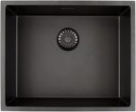 Caressi Black Line CAGRPP50BK-TU Enkele Keukenspoelbak 50 x 40 Graniet Zwart Met Zwarte Korfplug Onderbouw Of Opbouw